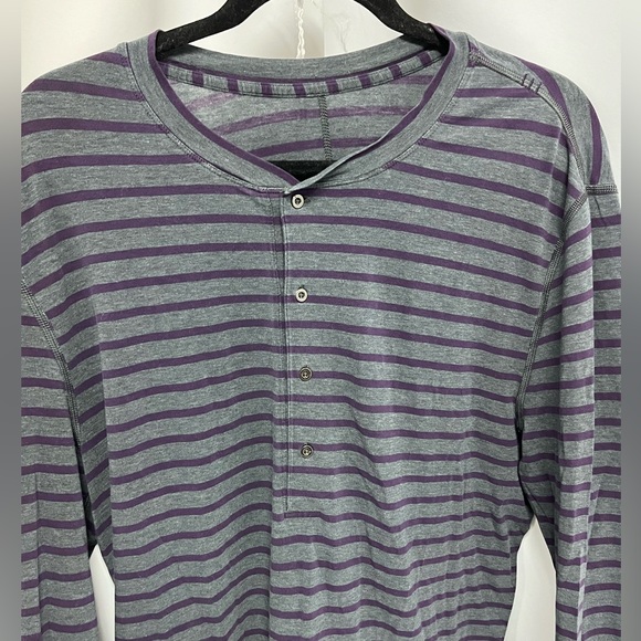 Lululemon Striped Mens 4 button Henley long sleeve XL - Picture 2 of 7